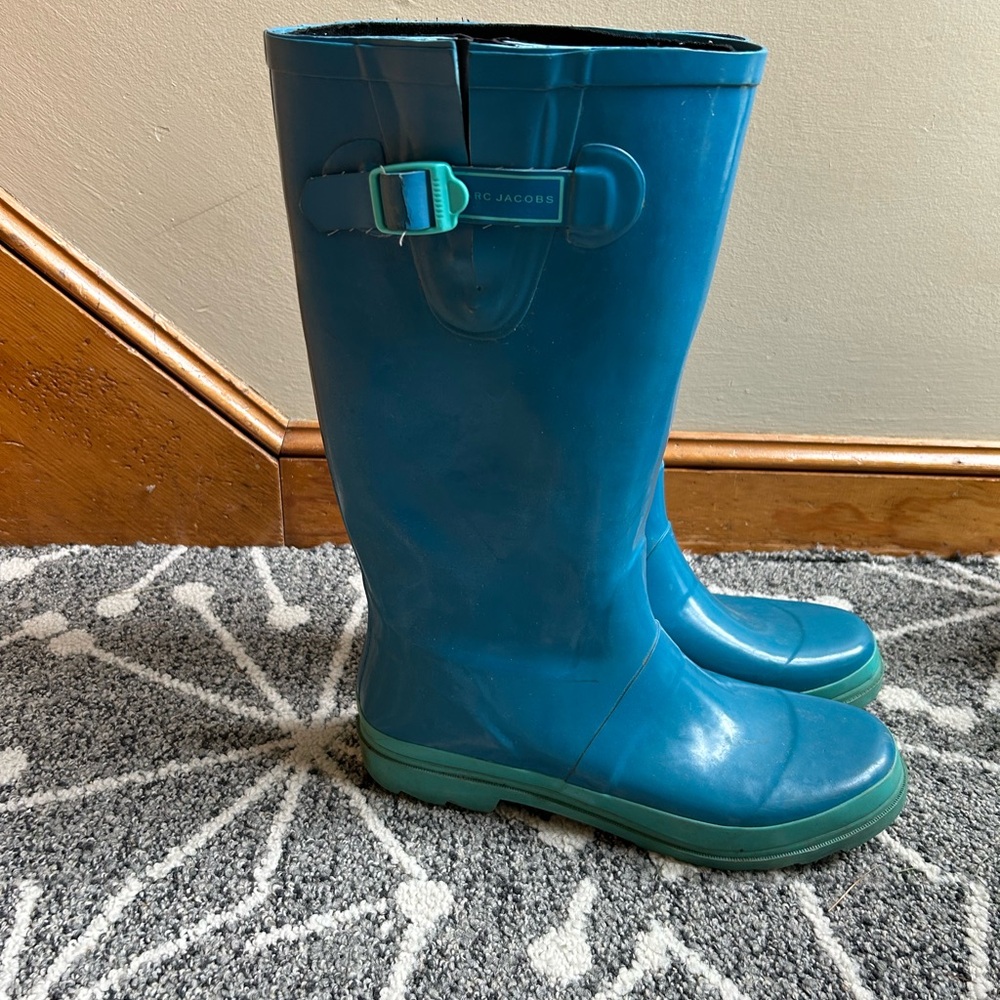 MARC JACOBS Blue Rain Boots with Buckle